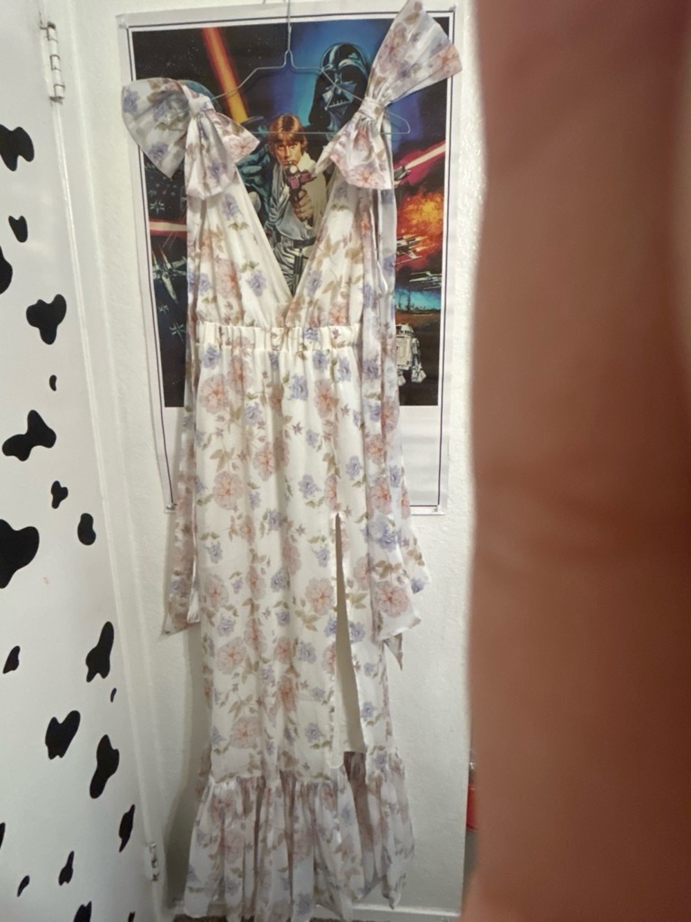 Hello Molly Cream Floral Tie-Shoulder Maxi Dress